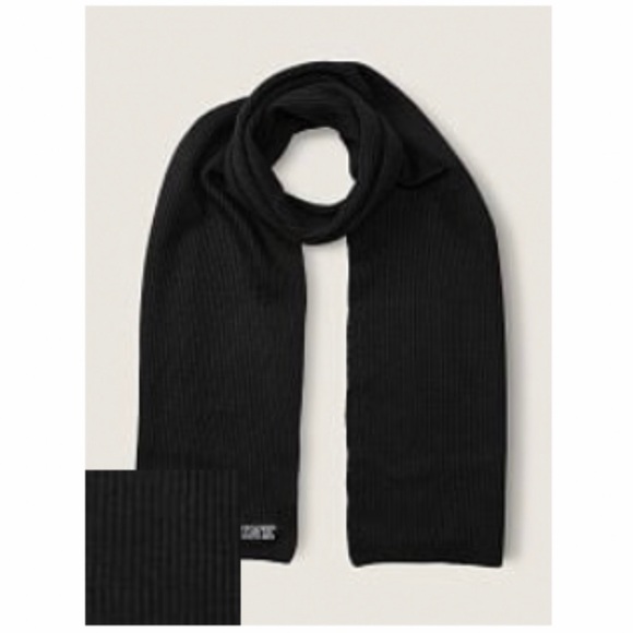 •NIP•VS PINK Rib Scarf- ‘Pure Black’ - Picture 1 of 5